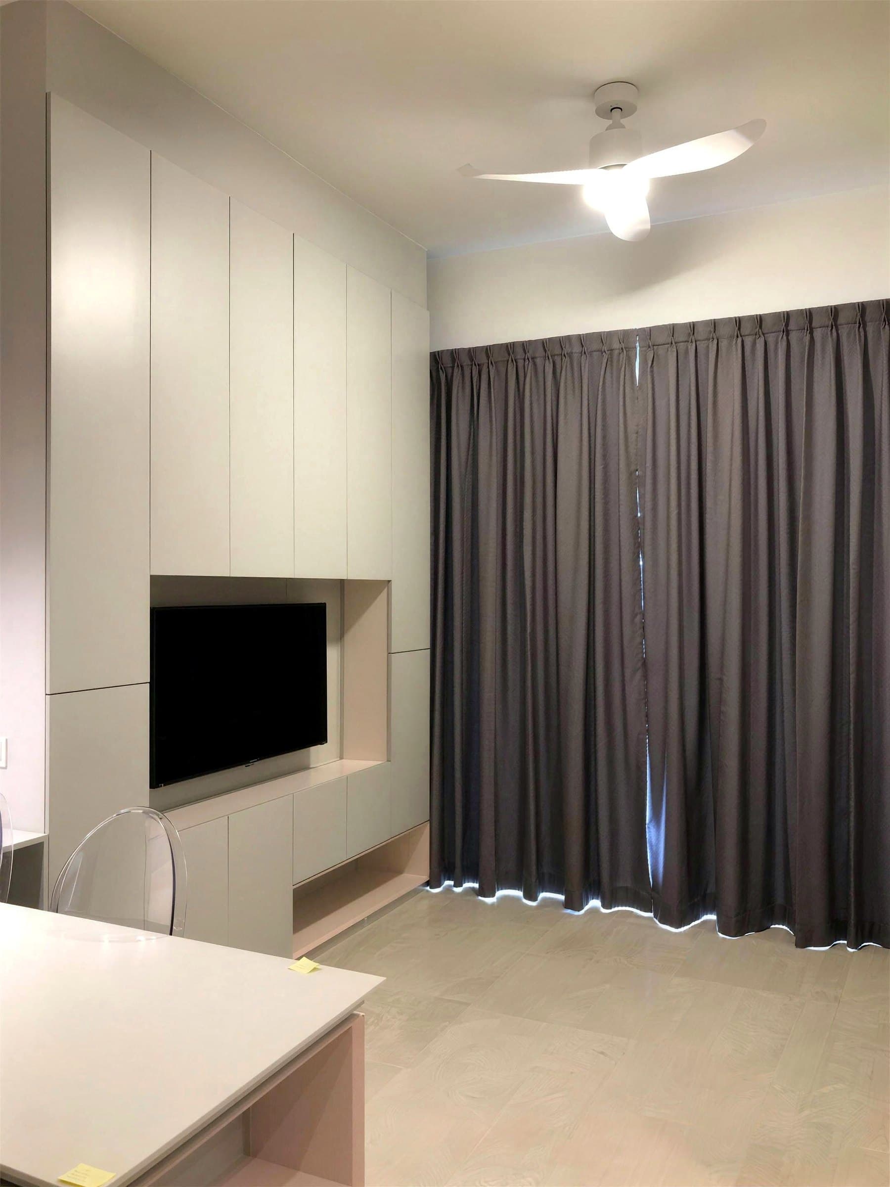 Master bedroom with built-in wardrobe wall
