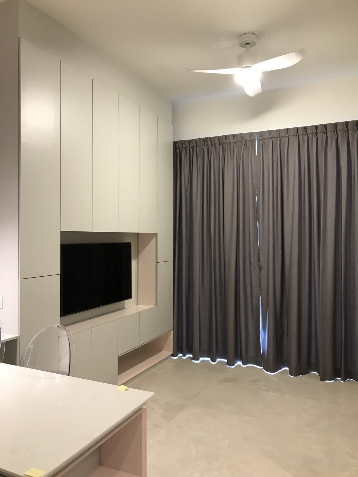 Master bedroom with built-in wardrobe wall